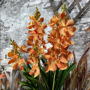 SunMade Lüks Gerçek Dokunmatik Vanda Orkide Yaprakları ve Kökleri ile High-end yapay çiçekler Ev Otel Dekor Flores Artificiais