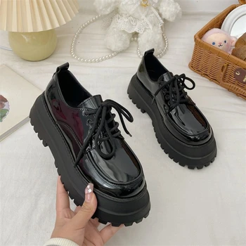 Loafer'lar Kadın platform ayakkabılar Kadın Japon Tarzı PU Deri Ofis Elbise Ayakkabı Konfor Rahat Yürüyüş Ayakkabısı Bayan Pompaları