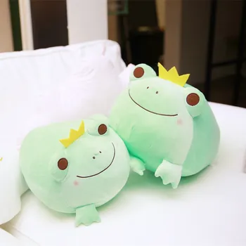 35/42cm Sevimli Taç Kurbağa Peluş Yastık Dolması Yumuşak Aşağı Pamuk Çocuk Oyuncakları Kawaii Gülümseme Kurbağa Bebek Çocuklar için çocuklar için doğum günü hediyesi