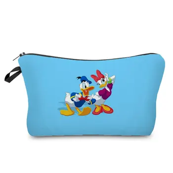 Donald Ördek Baskılı Kozmetik Çantaları Disney Kadın Makyaj Çantası Mavi Moda Yüksek Kapasiteli Eko Kullanımlık saklama çantası Özel Desen