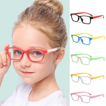 1 Adet Çocuklar Anti-mavi ışık gözlük erkek kız Gözlük Düz Silikon Gözlük Radyasyon koruma Moda yumuşak Çerçeve Gözlük