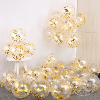20 adet Krom Metal Balon Konfeti Şeffaf Pullu Lateks Balonlar Düğün Dekorasyon Bebek Oyuncak Doğum Günü Partisi Festivali Dekor