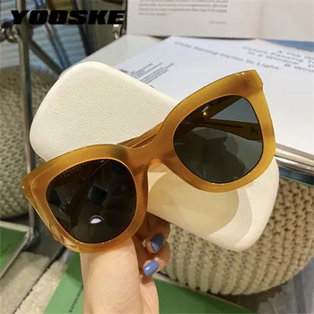 YOOSKE Moda Büyük Boy kadın Güneş Gözlüğü Vintgae Marka Tasarımcısı Moda Jöle Renkli Gözlük Bayan UV400 Açık Havada Gözlük