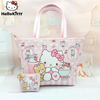 Sanrio Hello Kitty Çanta Lüks Çanta Çanta Kadın Moda Rahat Karikatür Tote Çanta Y2k Kadın Büyük Kapasiteli omuzdan askili çanta