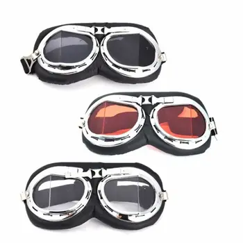 1 ADET Retro Pilot Gözlük Motor koruyucu donanım Gözlük Motosiklet Cruiser Cafe Scooter Vintage Lens Çerçeve Toz Geçirmez