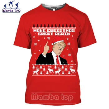 Noel T Shirt 3D Sevimli Kardan Adam erkek T-Shirt Komik Donald Trump Tshirt Kadınlar Casual Anime Kısa Kollu Cosplay Punk Erkekler Tees