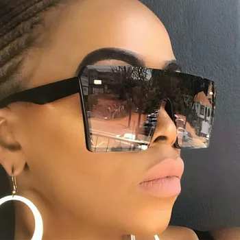Yeni Moda Kare Güneş Gözlüğü Kadın Büyük Boy Tek Parça güneş gözlüğü Kadın Spor Stil Serin Trend Degrade Oculos De Sol