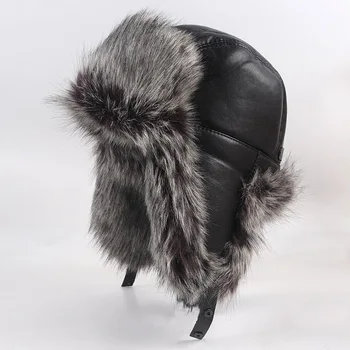 Yüksek Kaliteli Kış Bombacı Şapka Erkekler Ushanka Sovyet Yeni 2022 Sıcak Rus Kabarık Lüks Kış Kulaklığı Faux Fox Kürk Şapka Deri Kar Kap