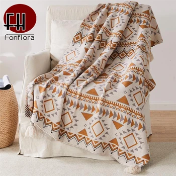 Bohemian örme battaniyeler Yatak Kanepe Atmak Battaniye Ekose Bedthread yatak Yumuşak Sıcak Klima Battaniye Dekoratif